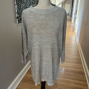 NWOT EILEEN FISHER Organic-Linen Gray Mock neck Sweater  SZ Small